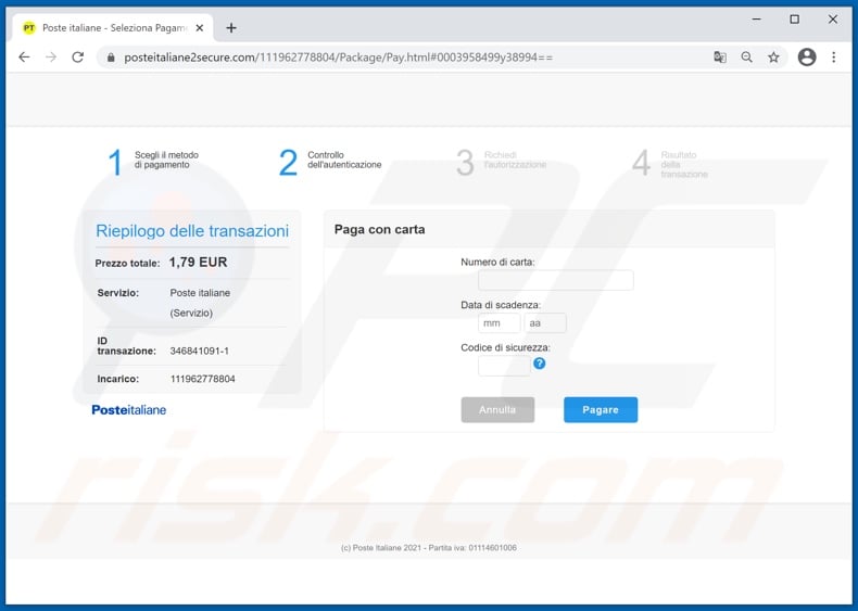 Posteitaliane email scam promoted phishing website (page 2)