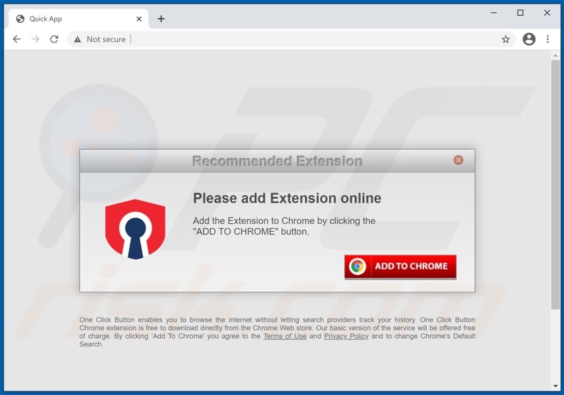 Website used to promote Quick App browser hijacker