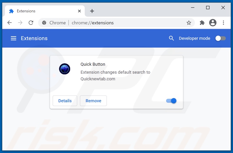 Removing quicknewtab.com related Google Chrome extensions