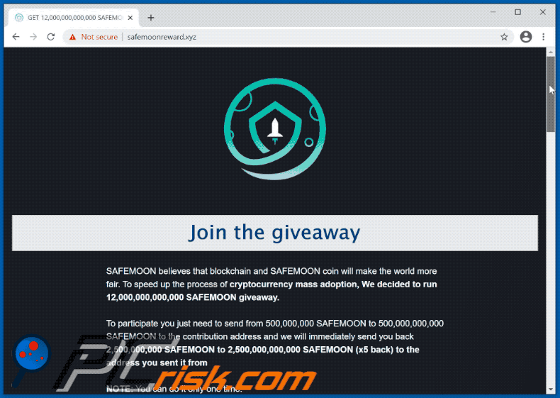 Appearance of SAFEMOON Giveaway scam