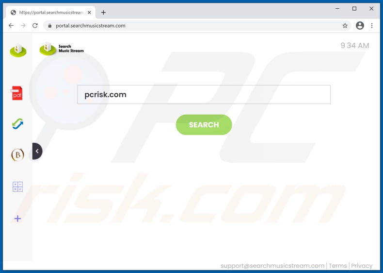 searchmusicstream.com browser hijacker