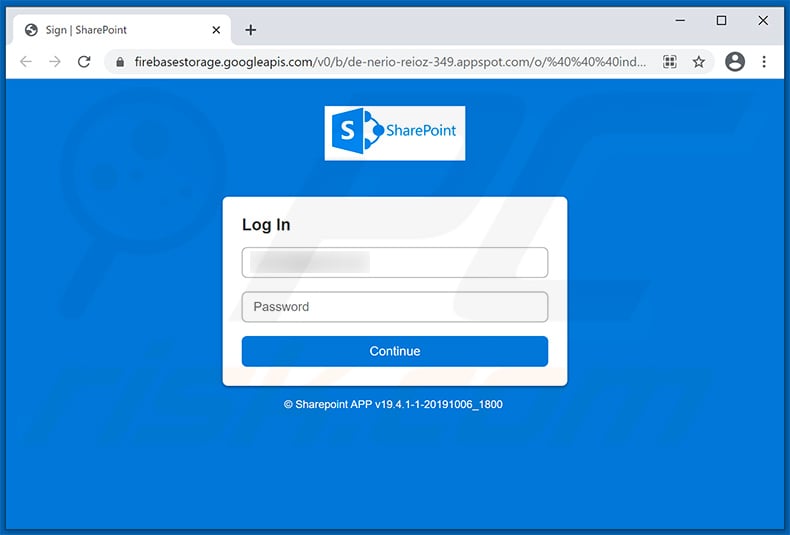 Phishing website promoted via SharePoint-themed spam email (2021-04-23)