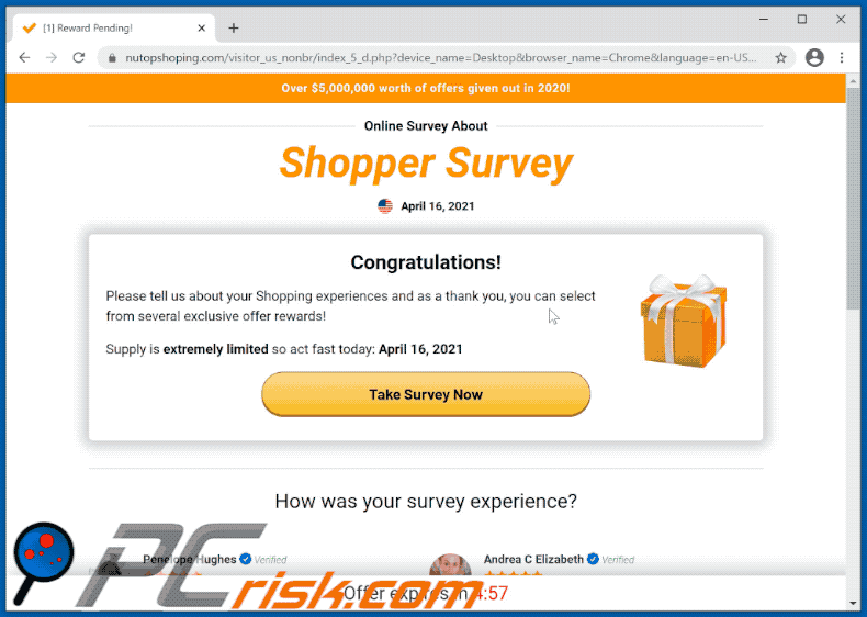 Appearance of Shopper Survey scam GIF