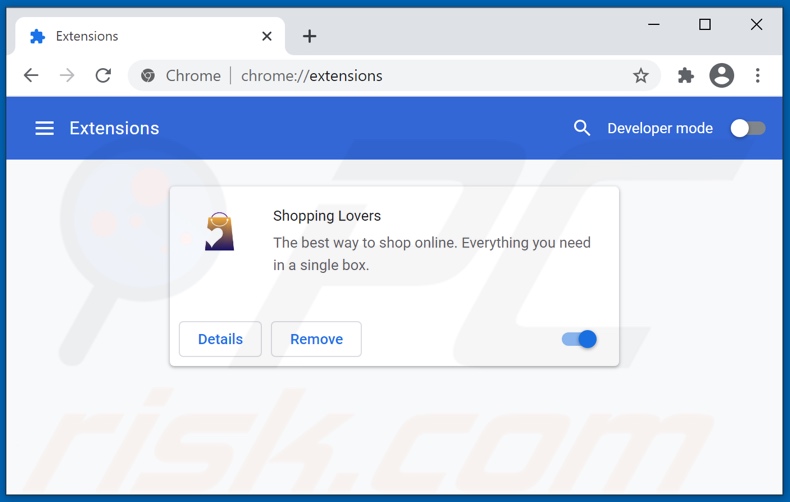 Removing Shopping Lovers ads from Google Chrome step 2