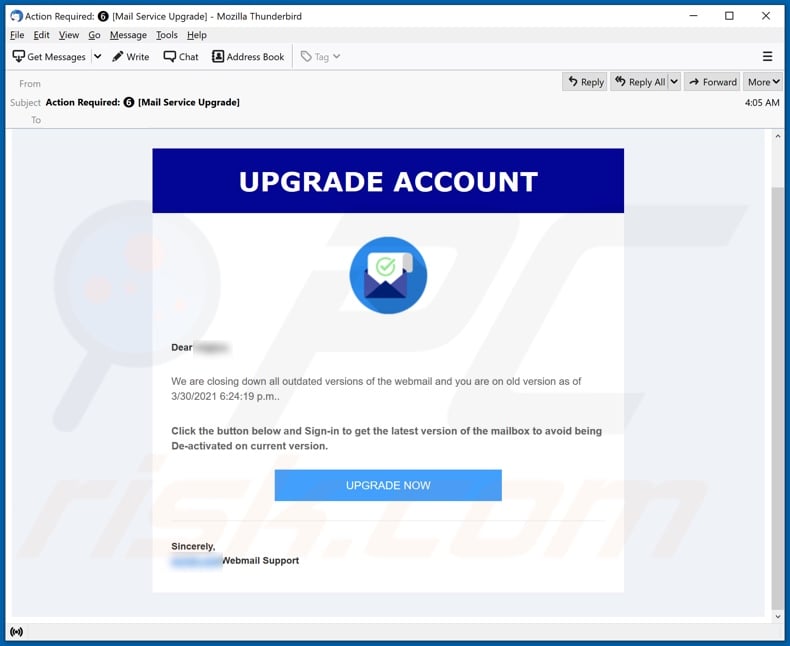 Upgrade Account Email Scam - Removal and recovery steps (updated)