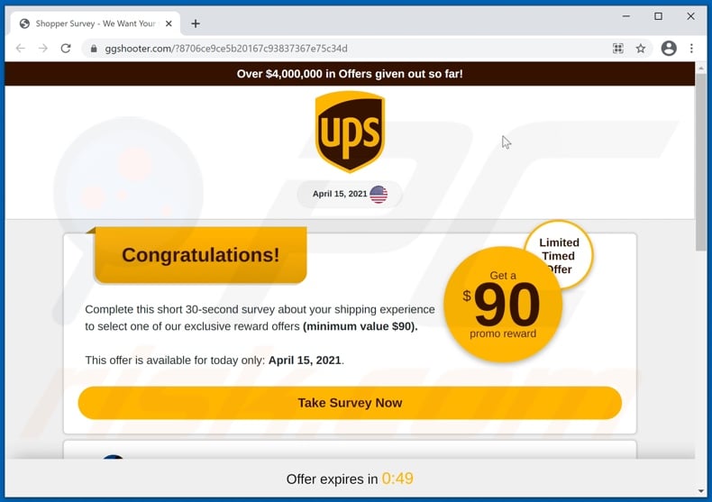 UPS Rewards scam