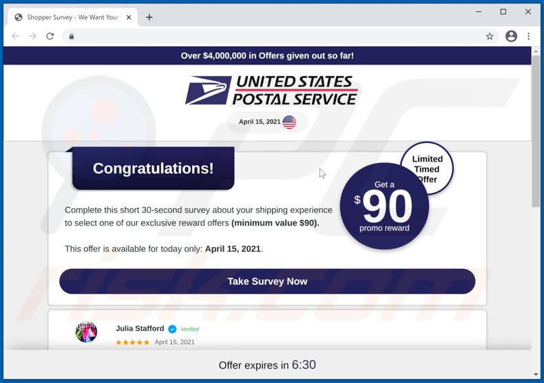 USPS Rewards scam scam