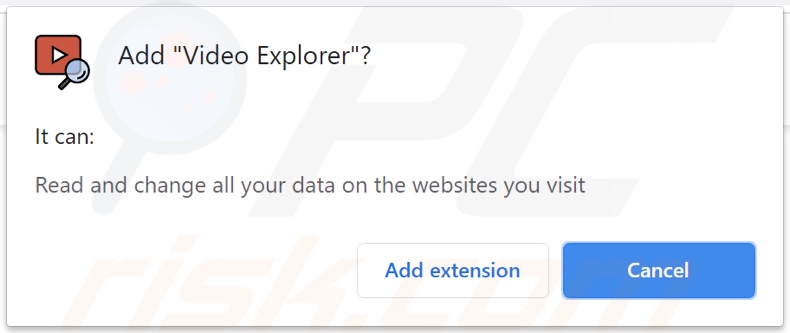 Video Explorer adware asking to be permitted to track browsing data