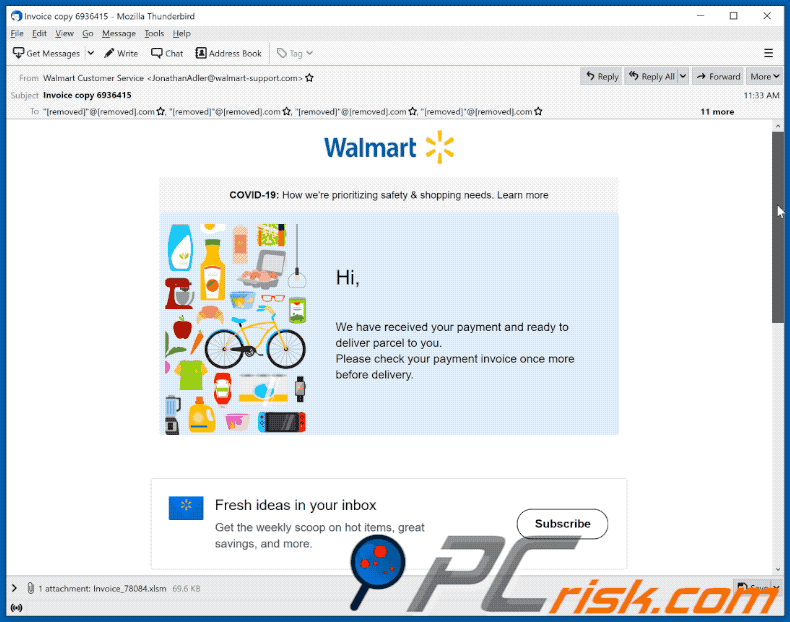 Walmart scam email appearance (GIF)