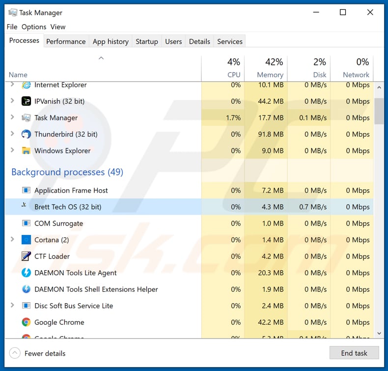 webmonitor rat running in task manager as brett tech os