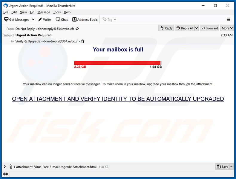 Your Mailbox Is Full spam email (2021-04-15)