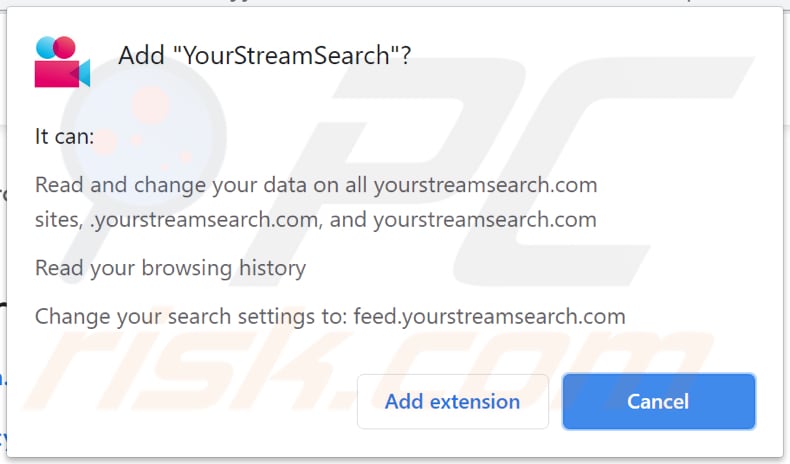 yourstreamsearch browser hijacker notification