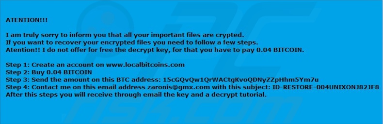 ZoLiSoNaL ransomware wallpaper