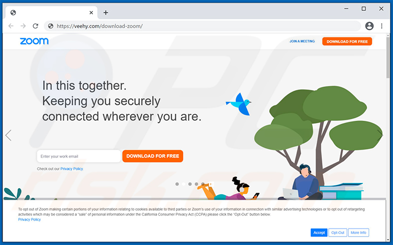 Fake Zoom download website - veehy[.]com/download-zoom/