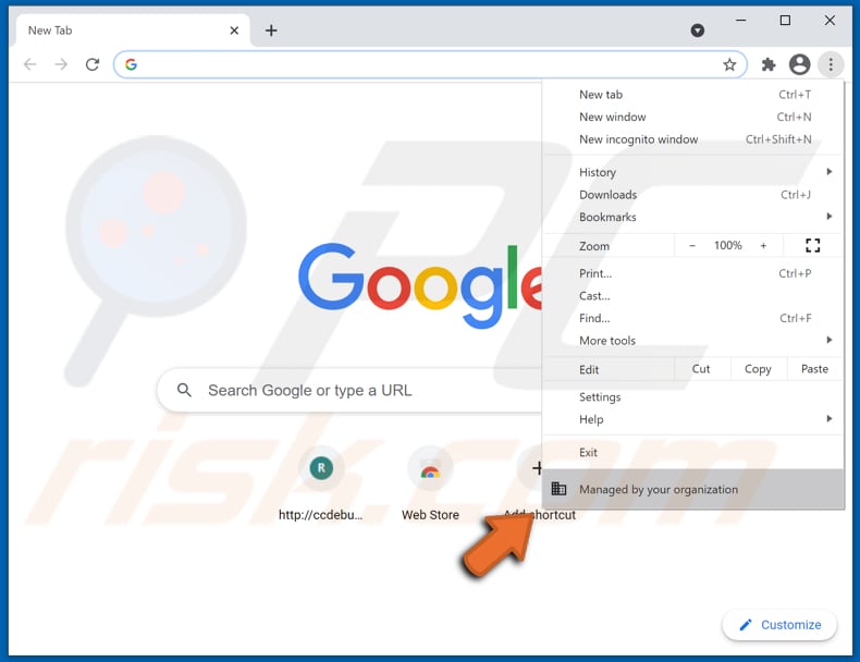 accessiblesearchengine browser hijacker managed by your organization