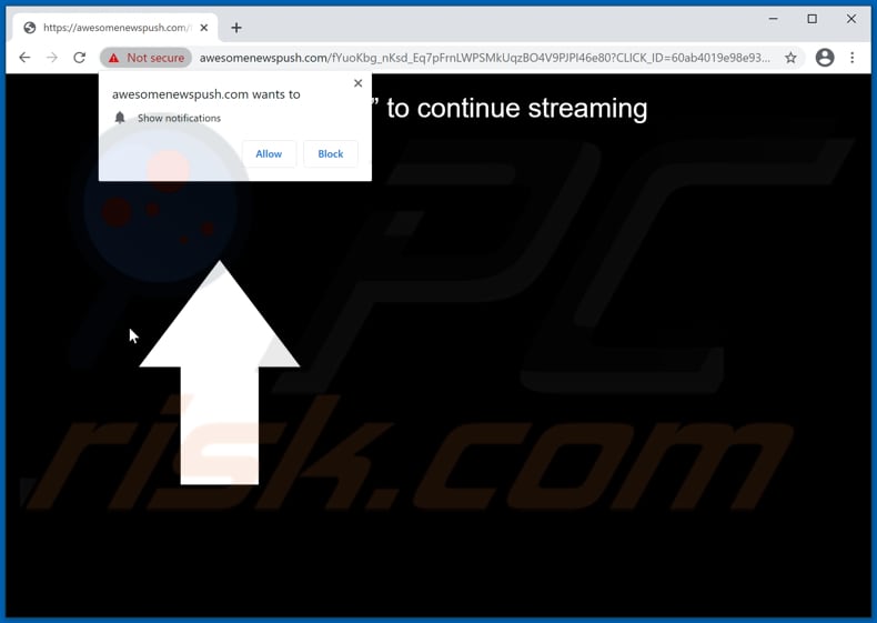 awesomenewspush[.]com pop-up redirects