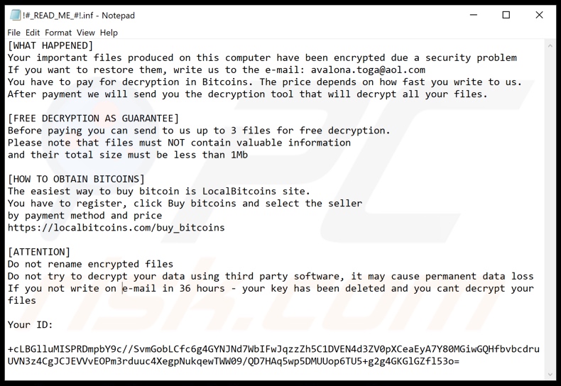 Blocking (Aleta) ransomware text file (!#_READ_ME_#!.inf)