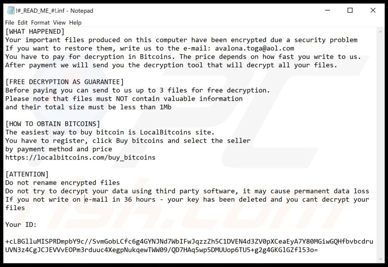 Blocking (Aleta) ransomware text file (!#_READ_ME_#!.inf)