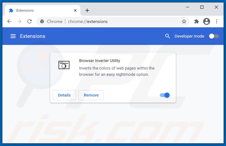 Removing Browser Inverter Utility ads from Google Chrome step 2