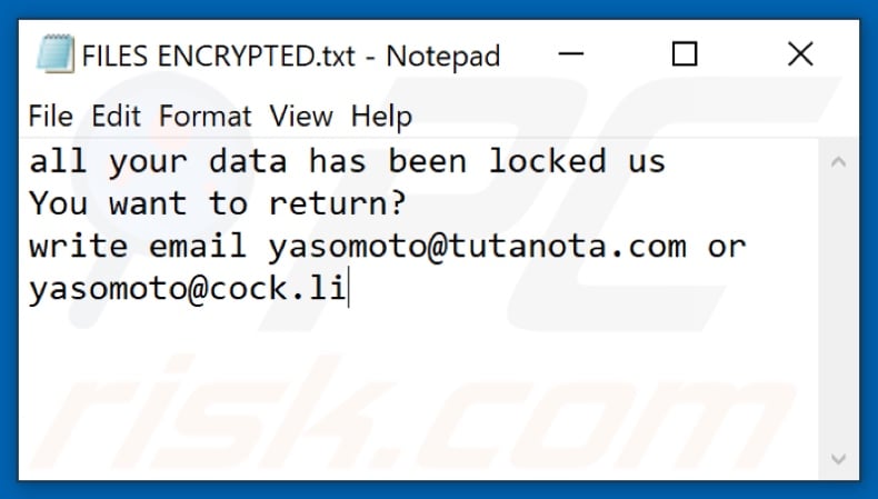 Cesar ransomware text file (FILES ENCRYPTED.txt)