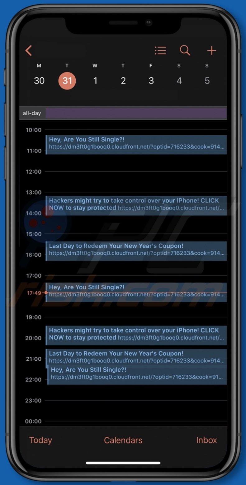 CloudFront service promoting deceptive Calendar events