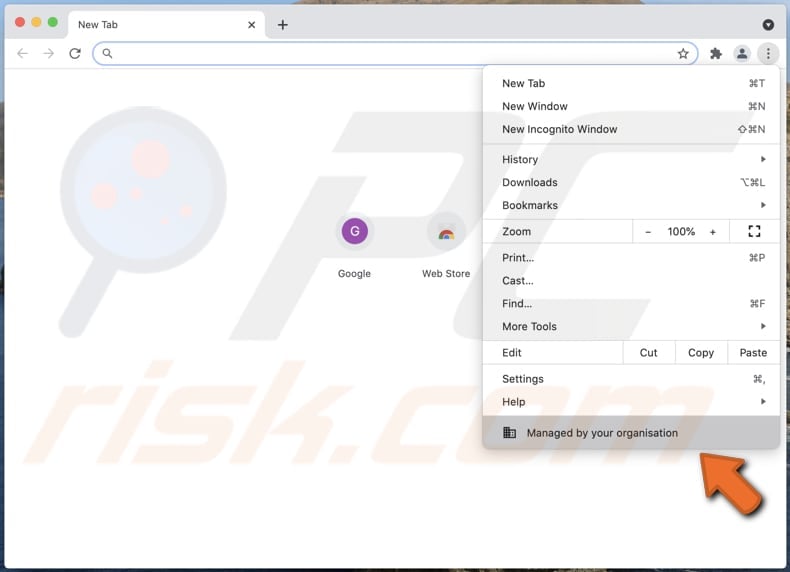 conf search browser hijacker adds the managed by your organization feature