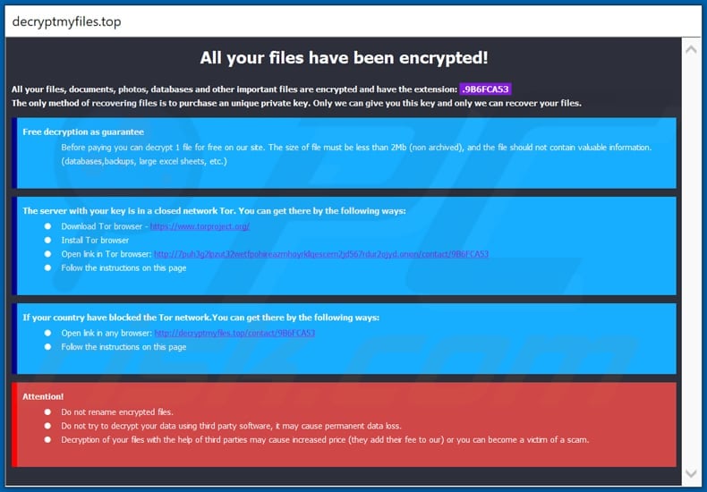 Decryptmyfiles decrypt instructions (pop-up window)