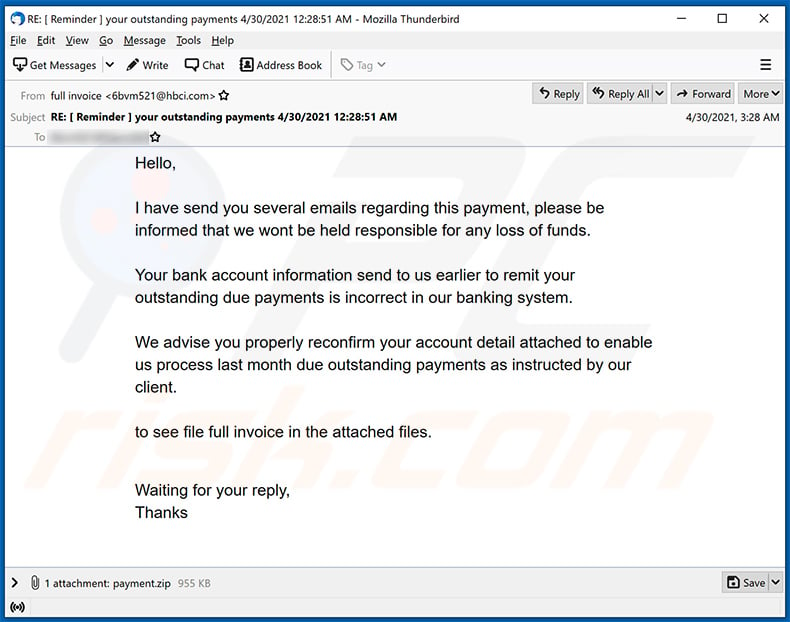 Spam email spreading .docm ransomware