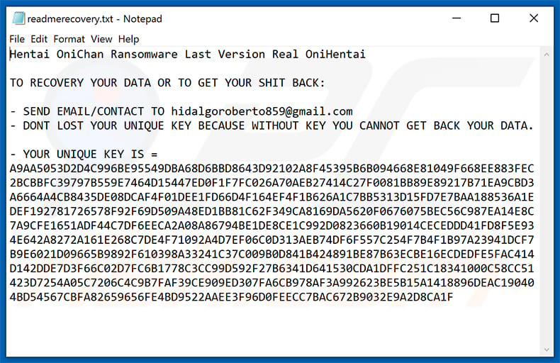 .docm ransomware text file (readmerecovery.txt)