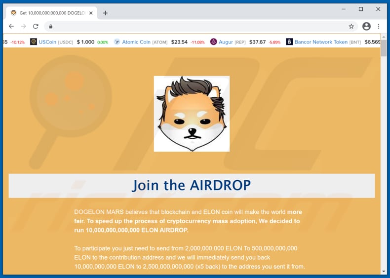 Dogelon Mars (ELON) giveaway scam