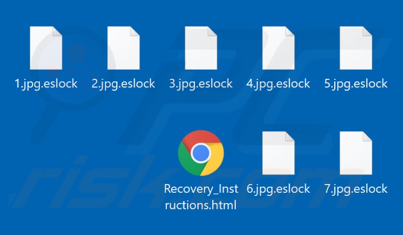 Files encrypted by Eslock ransomware (.eslock extension)