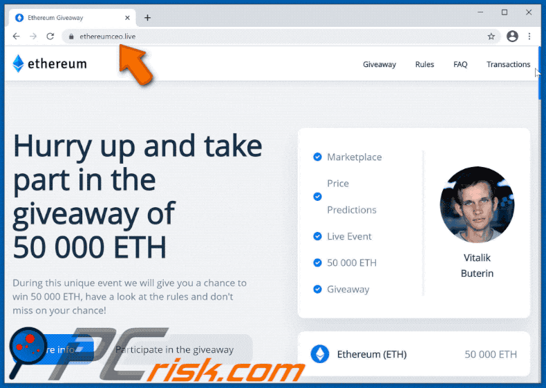 Appearance of Ethereum Giveaway scam