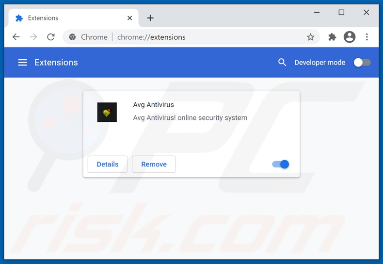 Removing fake Avg Antivirus ads from Google Chrome step 2