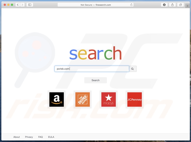 fireseerch.com browser hijacker on a Mac computer