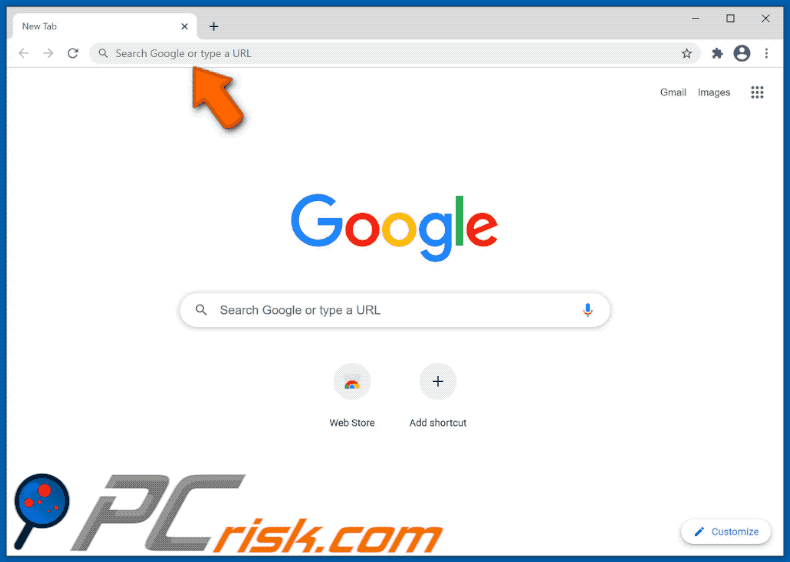 Focus Line browser hijacker redirecting to websearches.club (GIF)