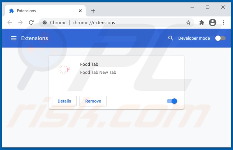 Removing foodtab.club related Google Chrome extensions