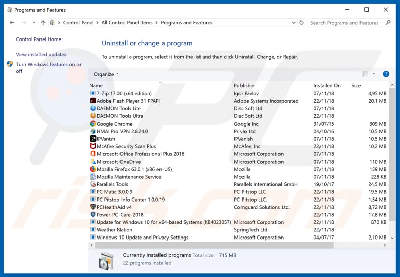 foodtab.club browser hijacker uninstall via Control Panel