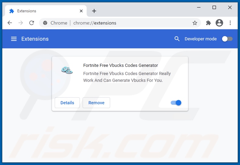 Removing Fortnite Free Vbucks Codes Generator ads from Google Chrome step 2