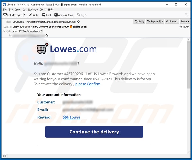 home improvement reward scam email