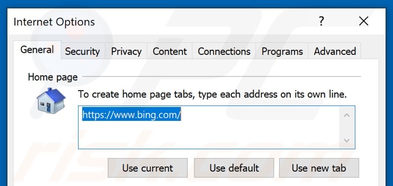 Removing bing.com from Internet Explorer homepage