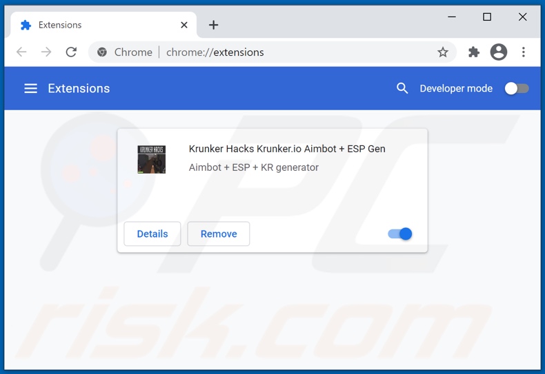 Removing Krunker Hacks Krunker.io Aimbot + ESP Gen ads from Google Chrome step 2