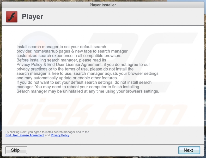 Delusive installer used to promote LeadingUpdater adware (step 2)