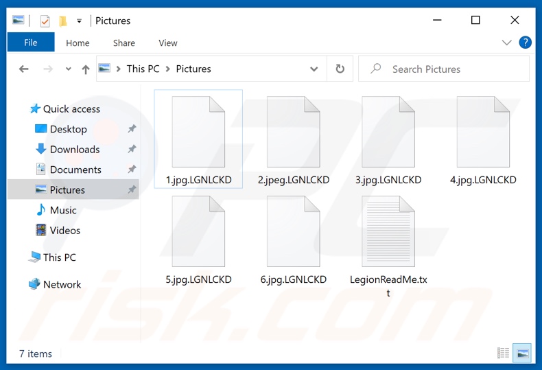 Files encrypted by LegionLocker 3.0 ransomware (.LGNLCKD extension)
