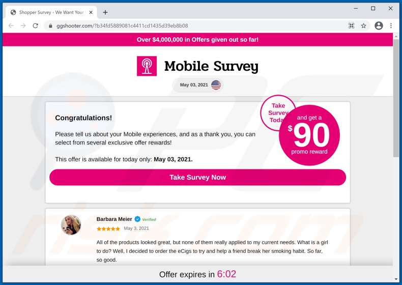 Mobile Survey Reward scam