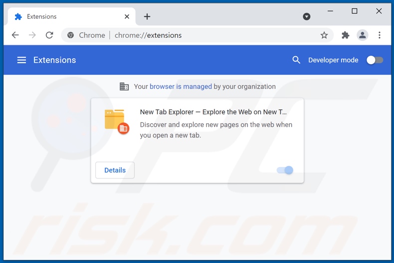 Removing New Tab Explorer — Explore the Web on New Tab ads from Google Chrome step 2