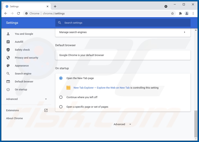 New Tab Explorer — Explore the Web on New Tab adware controlling Chrome