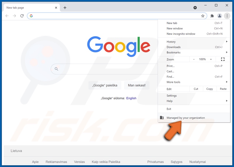New Tab Explorer — Explore the Web on New Tab adware added the - Managed by your organization feature to Chrome
