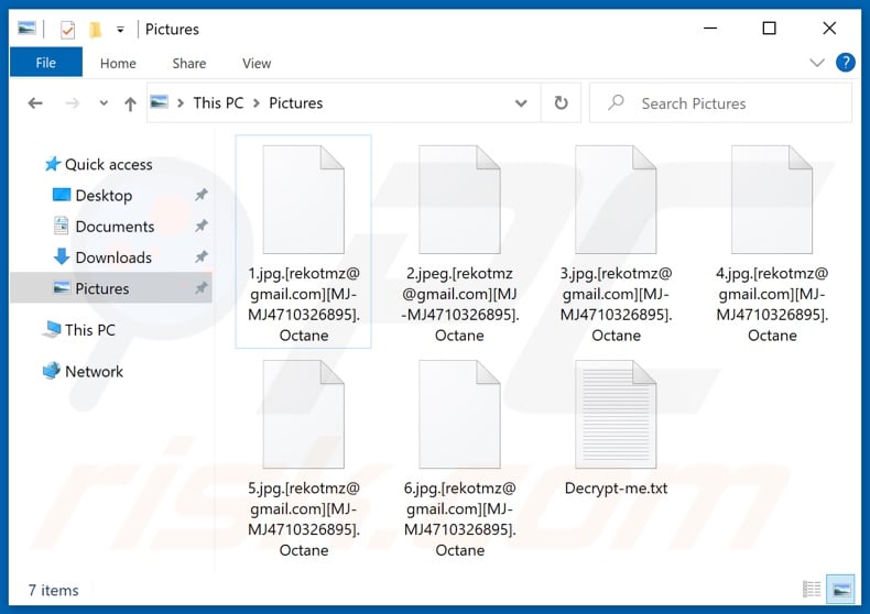 Files encrypted by Octane ransomware (.Octane extension)