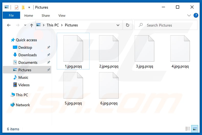 Files encrypted by Pcqq ransomware (.pcqq extension)