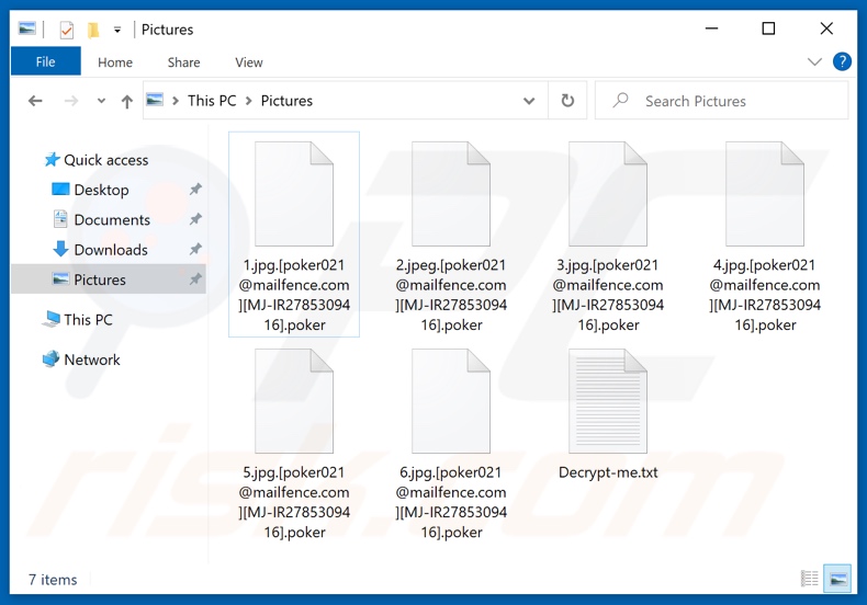 Files encrypted by Poker ransomware (.poker extension)